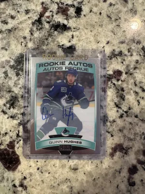 2018-19 UD O-Pee-Chee Platinum Quinn Hughes Rookie Auto front