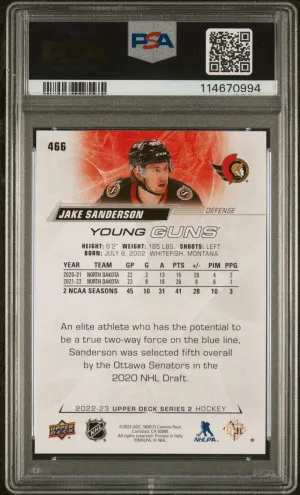 2022 Upper Deck Jake Sanderson back