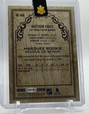 Matthew Knies - 2023 OPC Platinum Cherry Wood Variant back