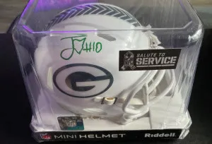 Jordan Love Salute To Service Mini Helmet Auto, Beckett Authentication front