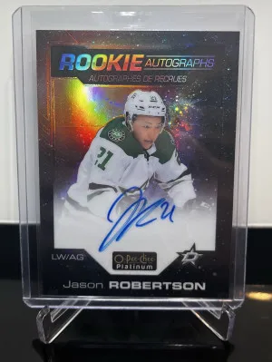2020-21 O Pee Chee Platinum Cosmic Rookie Auto- Jason Robertson /75 front