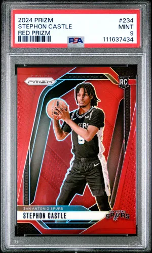 2024 Panini Prizm Stephon Castle Red Prizm /299 PSA 9 front