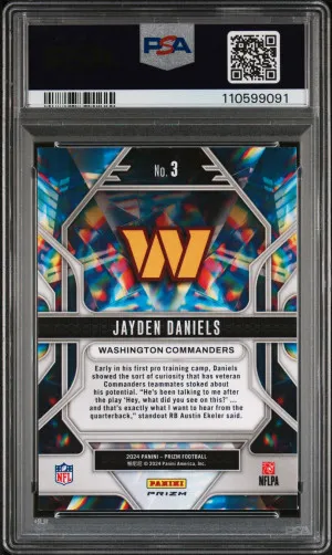 2024 Panini Prizm Prizmatic Jayden Daniels Prizmatic-Green Prizm PSA 10 back