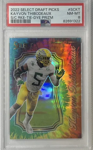2022 Select D.P. Kayvon Thibodeaux Tie-Dye /25 PSA 8 front