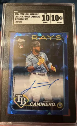 2024 Topps Chrome Sapphire R.C. Junior Caminero SGC 10/10 front