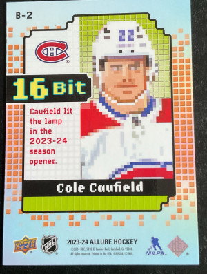 23-24 Allure Hockey Cole Caufield 16 Bit back