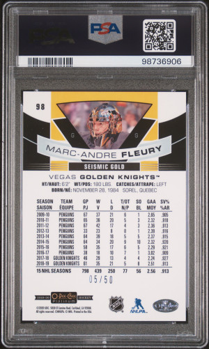 Marc-Andre Fleury Seismic Gold /50 back