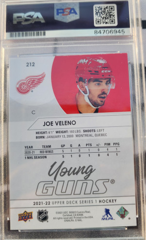 Joe VELENO YOUNG GUNS PSA AUTHENTIC AUTO back