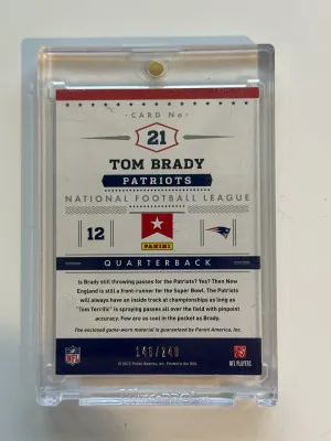 2012 Tom Brady Game Worn Prestige Patch /249 back