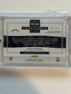 2022 Impeccable Justin Herbert Printing Plate 1/1 back