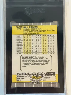 1989 Fleer Billy Ripken Error Black Box back