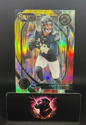 2024 Panini Select - Club Level #216 Caleb Williams - Red And Yellow Prizm Shock front