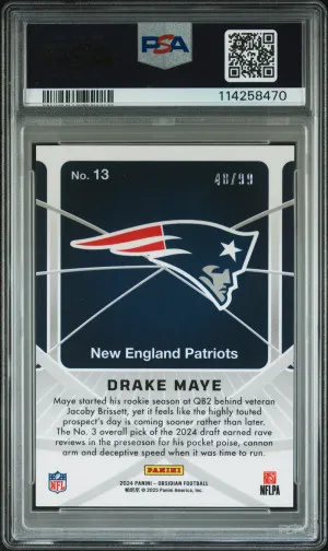 2024 Panini Obsidian Atomic Initials Drake Maye #13 Silver PSA 9 back