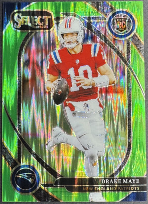 Drake Maye 2024 Select RC Club Level Green Shock /499 #218 front