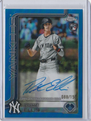 2025 Topps Chrome Blue Refractor Auto Duke Ellis 88/150 front