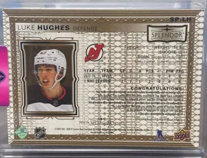2023-24 The Cup Splendor Luke Hughes 3 Color Patch Auto /49 back