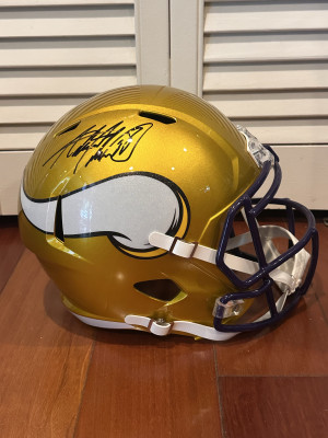 Adrian Peterson Autographed Full Size  Replica Helmet Gold front