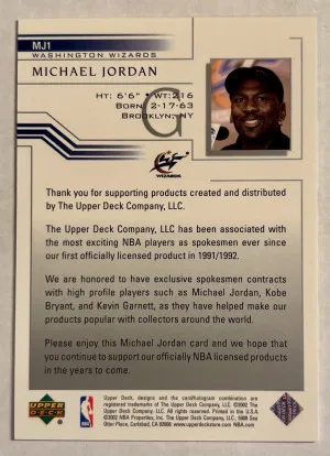 Michael Jordan 2002 Upper Deck Spokesmen /1000 back