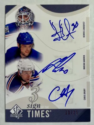 2010-11 SP Authentic Sign Of The Times Triples /25 Henrik Lundqvist,  Gaborik, Drury front