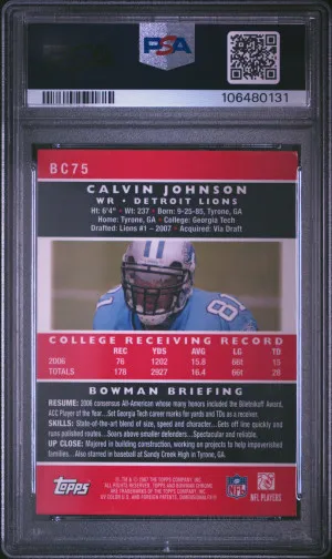2007 Bowman Chrome Calvin Johnson back