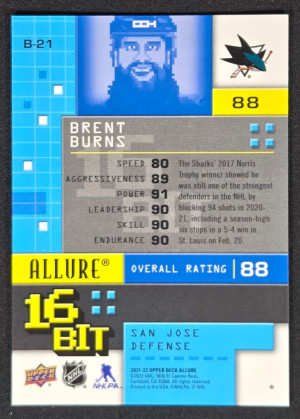 2021-22 Allure 16 Bit - Brent Burns back