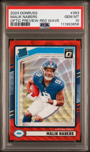 2024 Panini Donruss Malik Nabers Optic Preview-Red Wave PSA 10 front