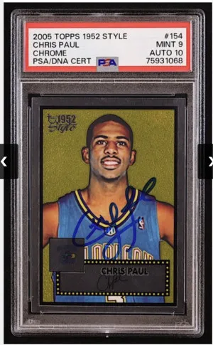 Chris Paul Signed 2005-06 Topps 1952 Style Chrome #154 #484/499 (PSA 9 Auto10). Pop 1 front