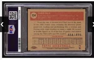 Chris Paul Signed 2005-06 Topps 1952 Style Chrome #154 #484/499 (PSA 9 Auto10). Pop 1 back