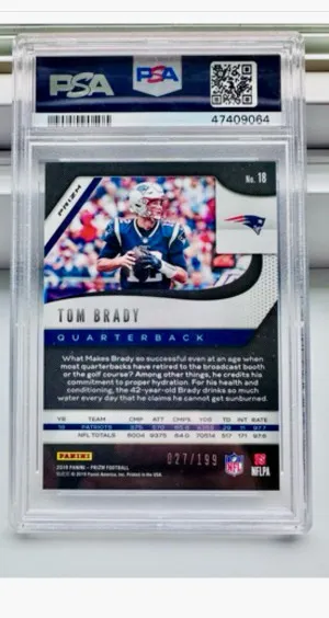 2019 Panini Prizm Tom Brady Blue Wave /199 pop 20 back