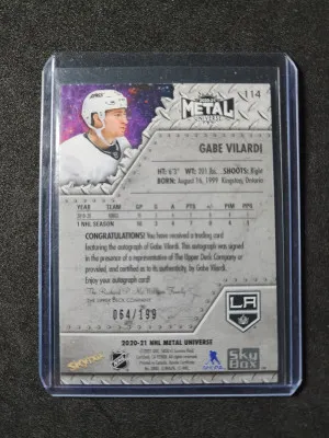 Gabe Vilardi Metal Universe Auto Rookie back