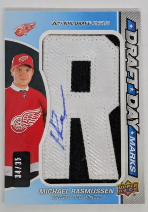 2018-19 SP Game Used DDM-MR Michael Rasmussen Draft Day Marks front