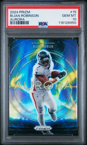 2024 Panini Prizm Aurora Bijan Robinson PSA 10 front