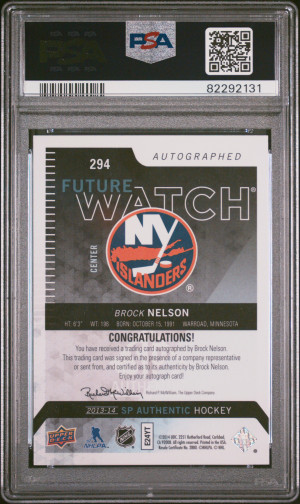 2013 Sp Authentic Brock Nelson Autograph back