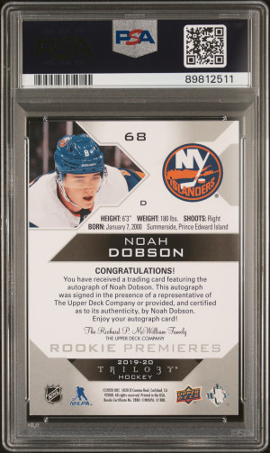 2019 Upper Deck Trilogy Noah Dobson Autograph-Silver back