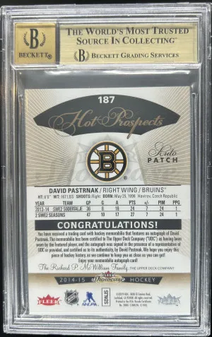 2014-15 Fleer Showcase David Pastrnak Hot Prospects Rookie Patch Auto /175 back