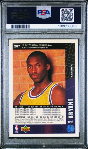 1996 Collector's Choice Kobe Bryant #267 PSA 9 back
