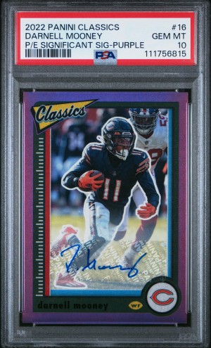 2022 Panini Classics Darnell Mooney P/E Significant Sig-Purple Auto /20 PSA 10 front