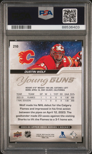 2023 Upper Deck Dustin Wolf Outburst back