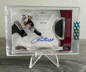 17-18 UD Splendor Patrick Kane Auto Pucks /15 front