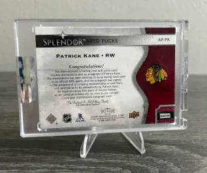 17-18 UD Splendor Patrick Kane Auto Pucks /15 back
