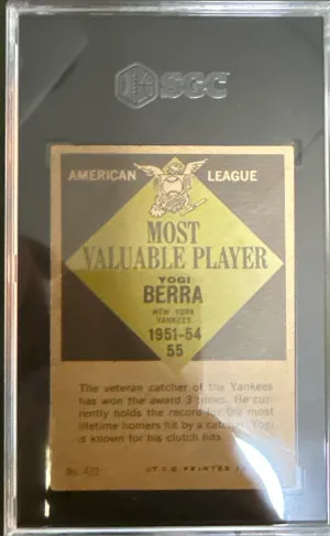 1961 Topps Yogi Berra Sgc 4 back