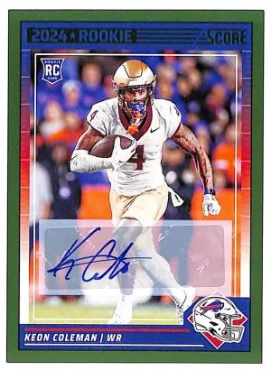 Keon Coleman #337 Green Signature RC Auto 2024 Panini Score Buffalo Bills/Florida State front