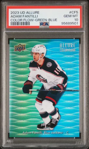 2023-24 Allure Color Flow Adam Fantilli ROOKIE: Green-Blue PSA 10 POP 7 front