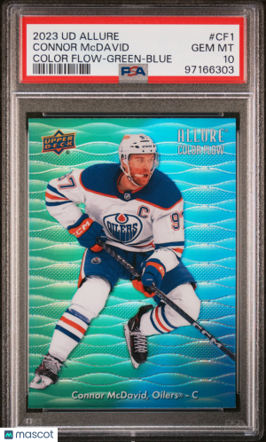 2023 Upper Deck Allure Color Flow Connor McDavid #CF1 Green Blue PSA 10 front