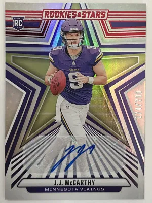 2024 Rookies and Stars JJ McCarthy RC auto /200 front