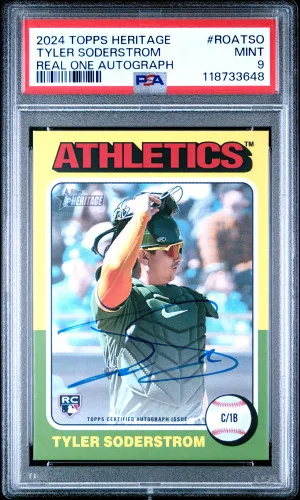 2024 Topps Heritage Tyler Soderstrom Real One Autograph PSA 9 front