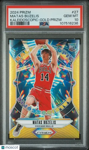 2024 Panini Prizm Kaleidoscopic Matas Buzelis #27 PSA 10 Rookie Gold /10 Bulls front