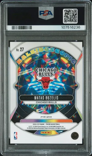 2024 Panini Prizm Kaleidoscopic Matas Buzelis #27 PSA 10 Rookie Gold /10 Bulls back