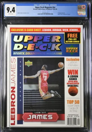 2003 Upper Deck LEBRON JAMES Newsstand Magazine Rookie Graded CGC 9.4 front