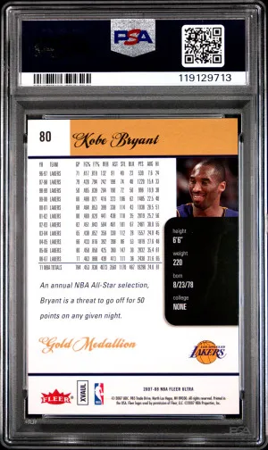 2007 Ultra Kobe Bryant Gold Medallion back